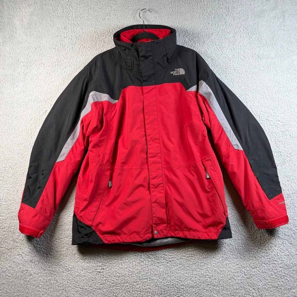The North Face HyVent Mens Jacket Red Black Colorblock Ski Shell Large